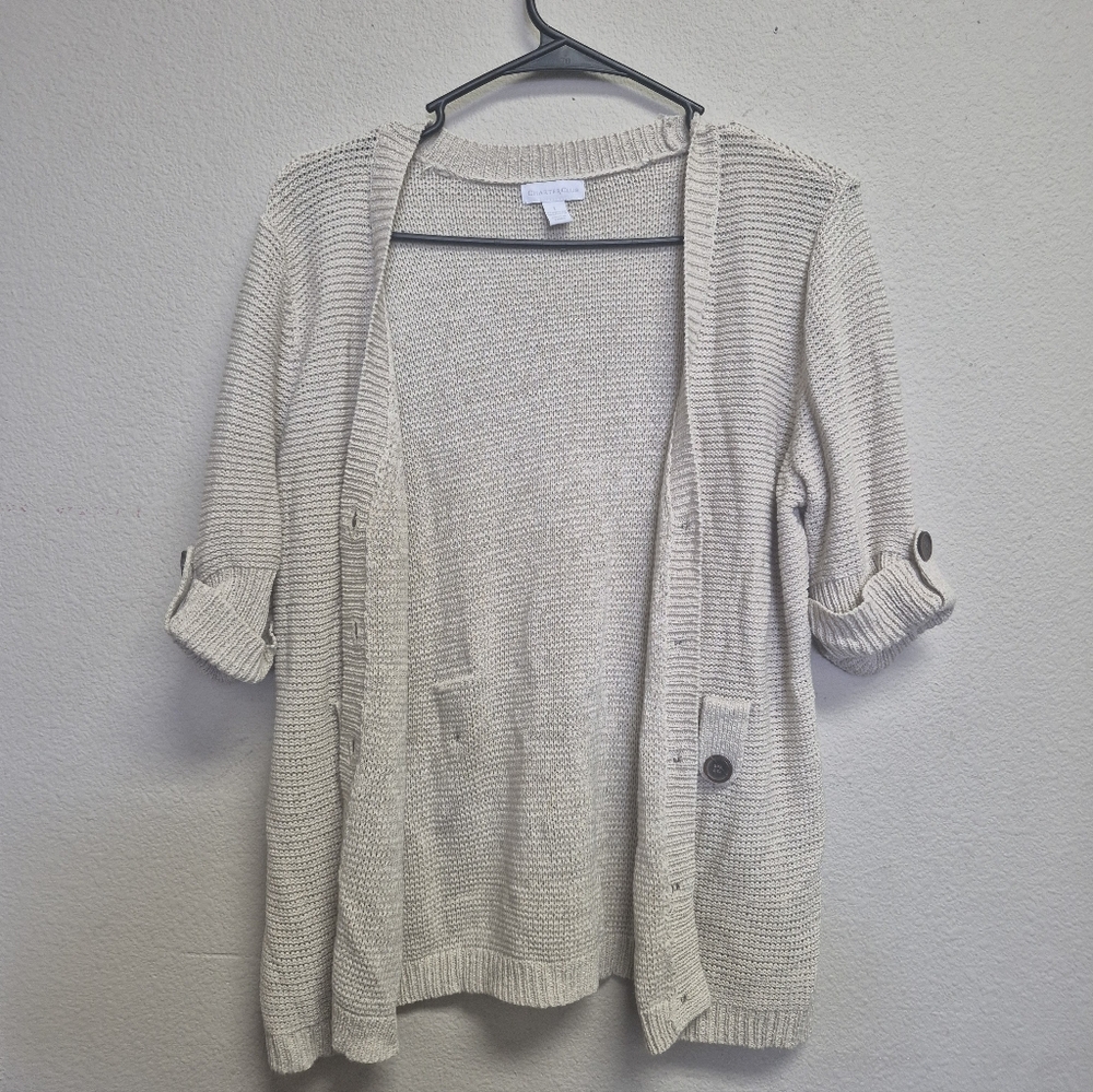 Charter Club Cream Buttoned Cardigan